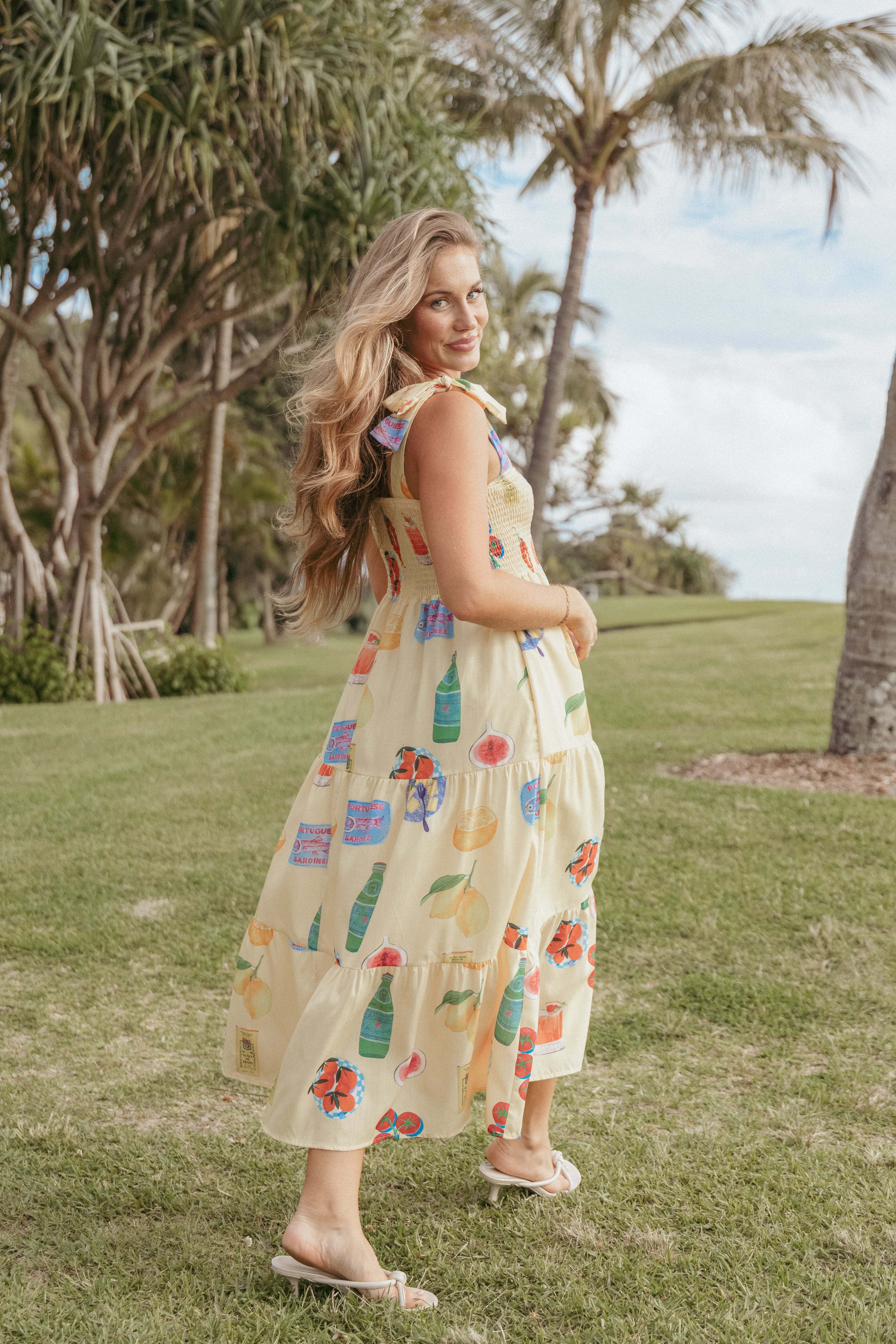 Sarelle Midi Dress - Yellow Pasta Print - XL - Image 40