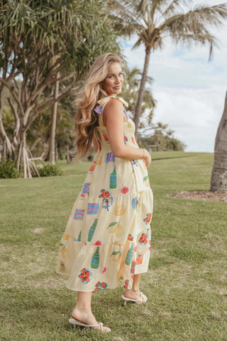 Sarelle Midi Dress - Yellow Pasta Print - XL - Image 40