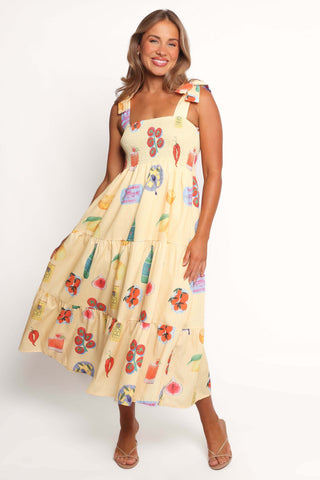 Sarelle Midi Dress - Yellow Pasta Print - XL - Image 34